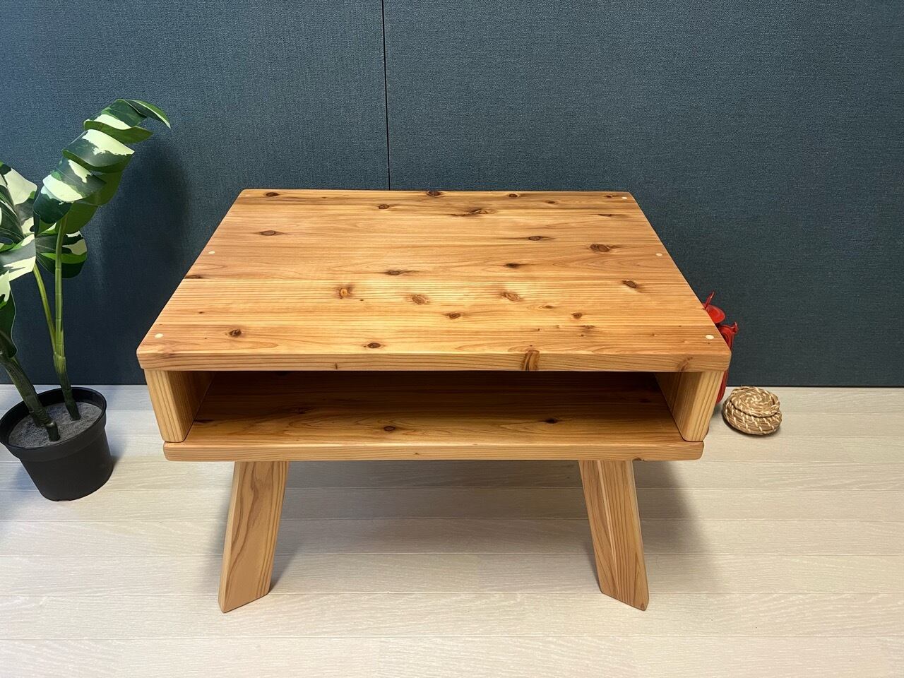 杉無垢材 ローテーブル アイアン脚 60cm ナチュラル 北欧 カフェ風 無