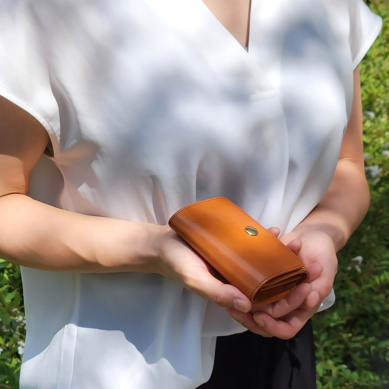 左利き用ボタンミニ財布　各色【受注製作】