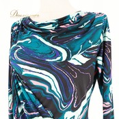 社交ダンス 衣装 トップス ブラウス グリーン系 ブラック系 Chacott ROYAL DANCE チャコットロイヤルダンス 日本製 伸縮 ストレッチ 練習 レッスン 柄 模様 緑 黒 青 ドレープ パーティー 総柄 かわいい 鮮やか ピンク系 ブルー系