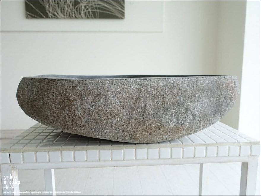 手洗鉢 自然石 洗面ボウルL-A59 洗面器 手洗いボウル 手洗い器 ウォッシュボウル 洗面資材 洗面材料 W56 x D48 x H15cm idawash