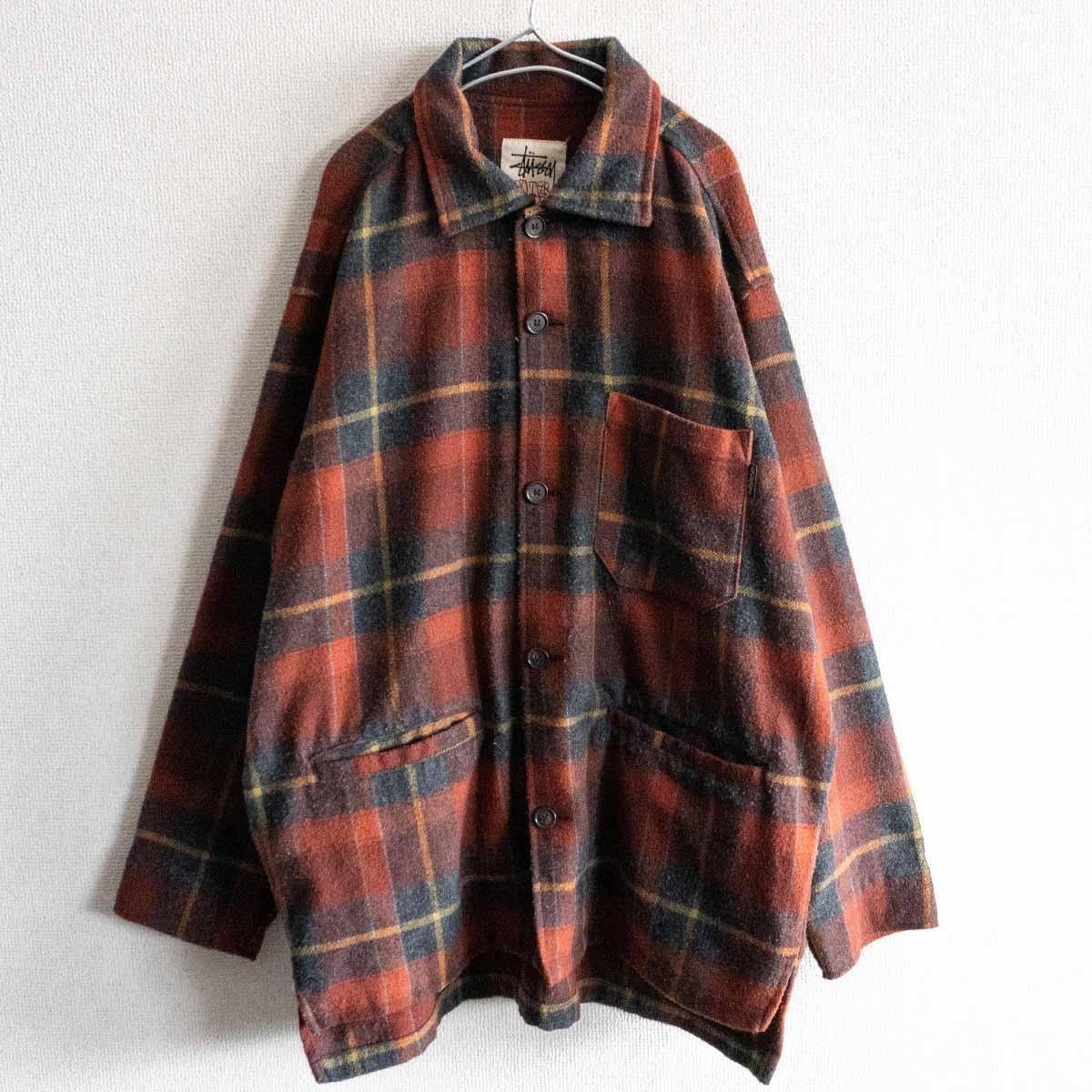 90s/USA製】OLD STUSSY【チェック ジャケット】L ステューシー  
