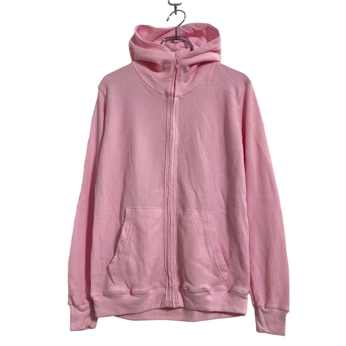 サーマル パーカー M〜 ピンク ジップアップ ワッフル 古着卸