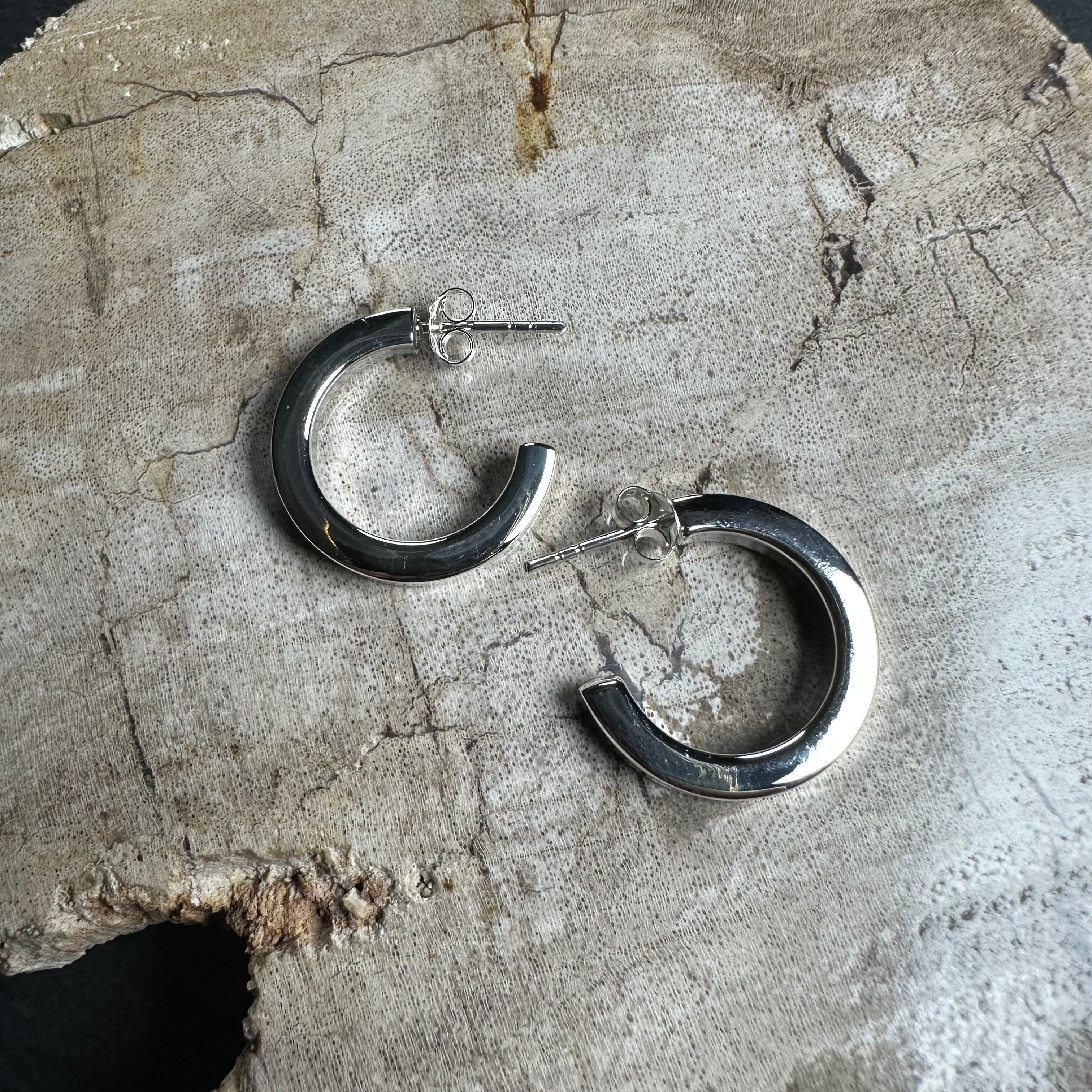 シルバー925 Silver スムーススクエアフープピアス/軽研磨仕上げ