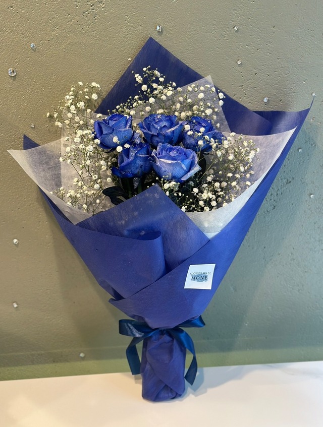 青薔薇5本×かすみ bouquet