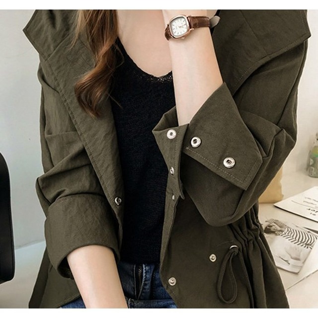 トレンチコート レディース 春 スプリングコート チェスターコート ショート丈 ゆったり カジュアル 体型カバー アウター Funitem