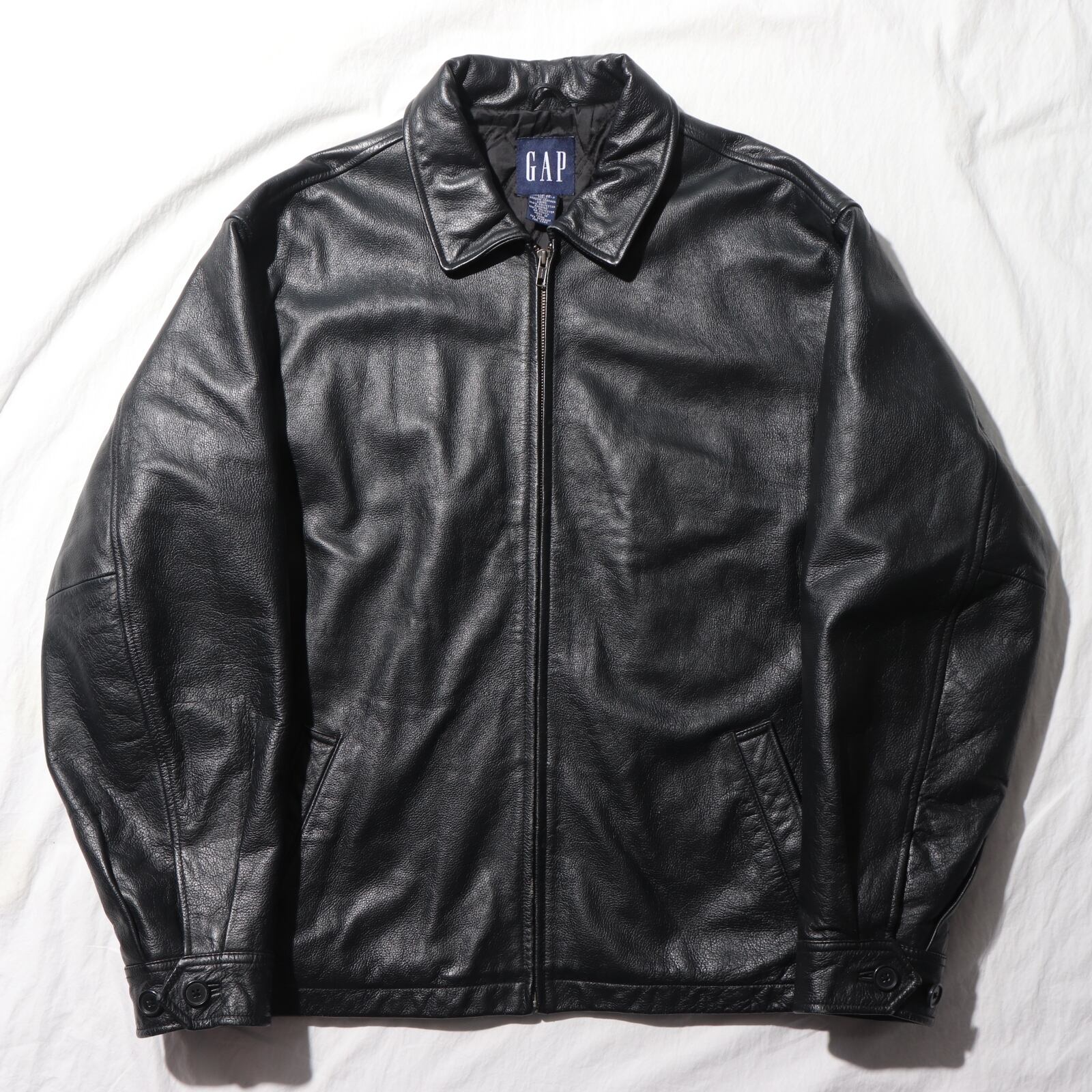 優良皮革 L OLD GAP レザージャケット オールドギャップ ブラック 黒 