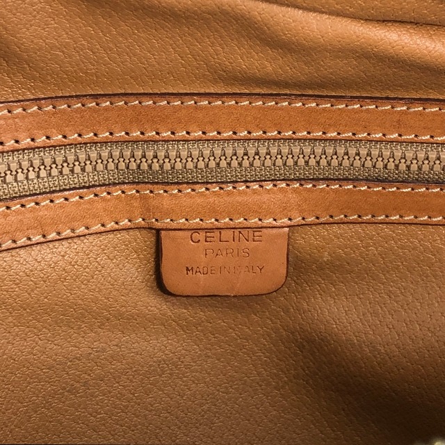 CELINE セリーヌ マカダム ハンドバッグ ブラウン ブラゾン型押し PVC レザー vintage ヴィンテージ オールド sw7bj6