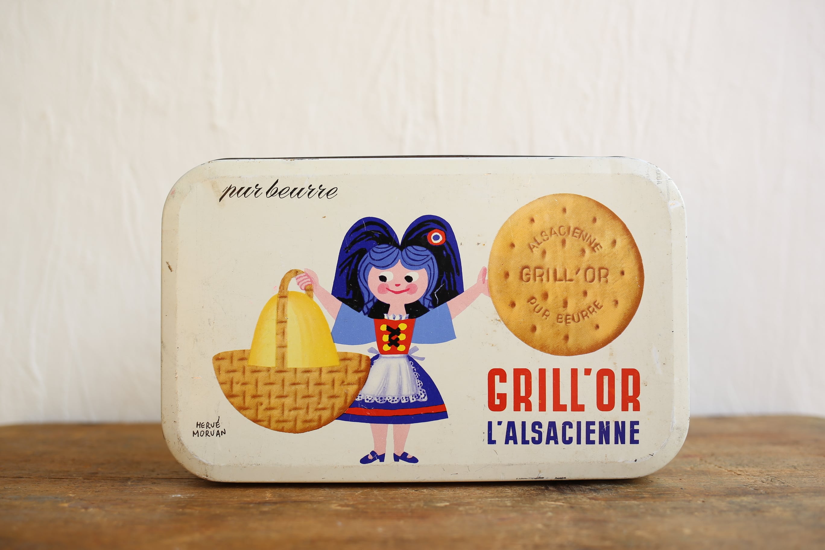 フランス アンティーク ヴィンテージ 缶 エルベ・モルバン L'ALSACIENNE GRILL'OR