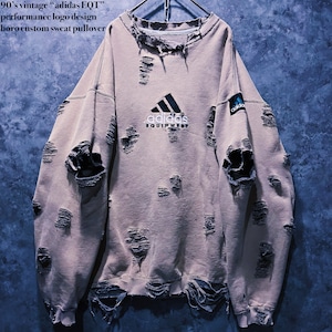 【doppio】90’s vintage “adidas EQT” performance logo design boro custom sweat pullover