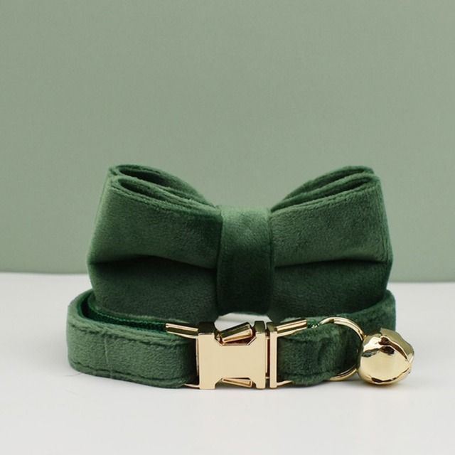 おなまえ猫首輪【クリスマスグリーン×ベルベット】