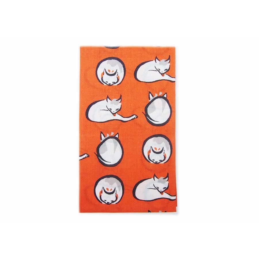 手拭い 慧斎 猫 オレンジ色  caeru