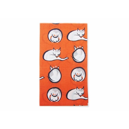 手拭い 慧斎 猫 オレンジ色