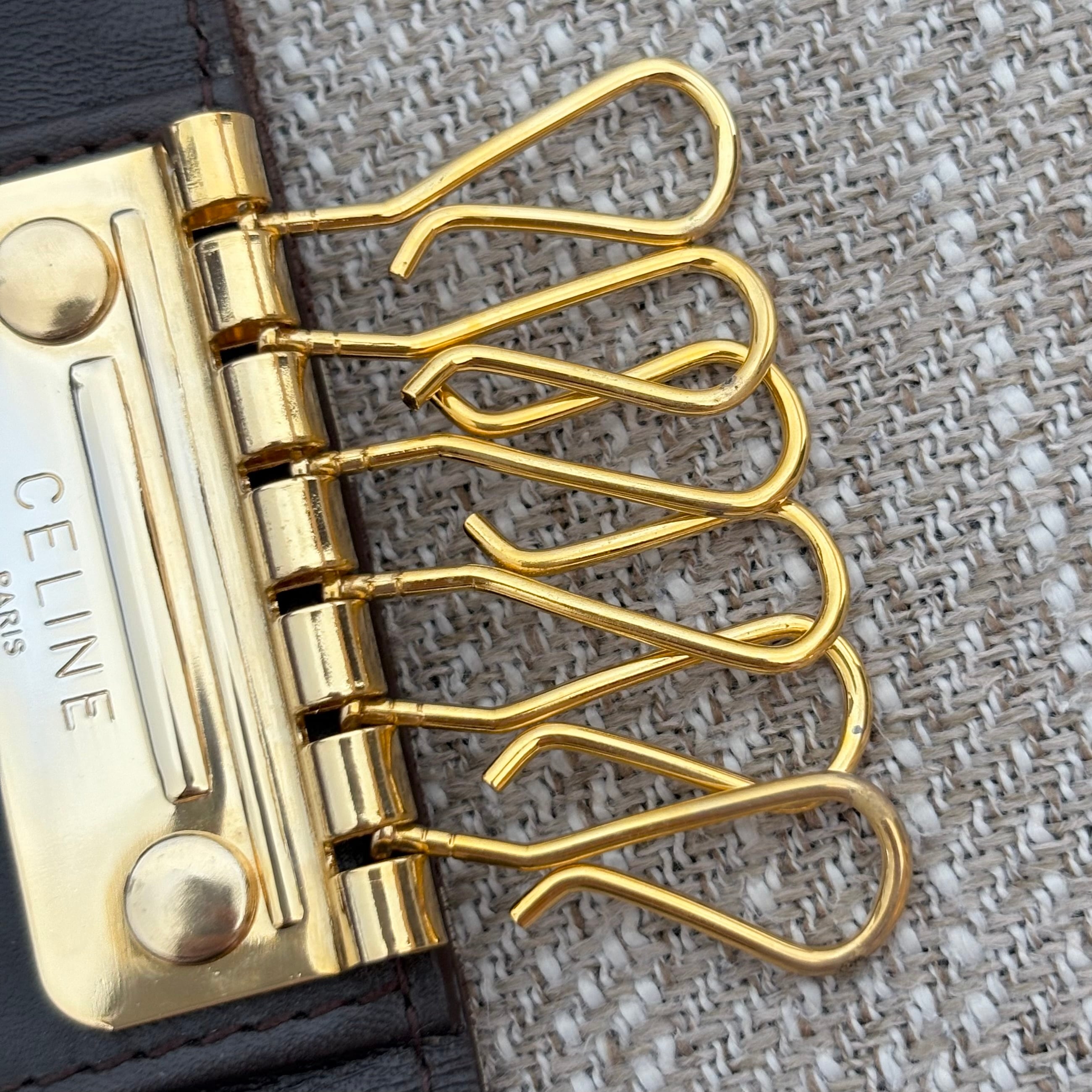 極美品 ＊ CELINE セリーヌ マカダム キャンバス 6連キーケース 極美品】【箱付き】セリーヌ Cマカダム キャンバス 6連キーケース 鍵