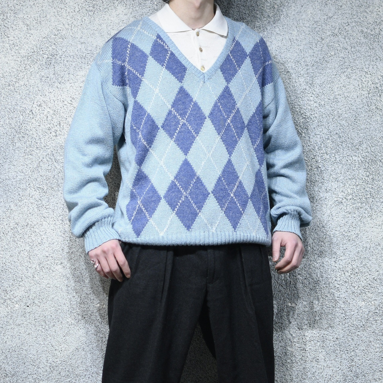 linen blend argyle knit