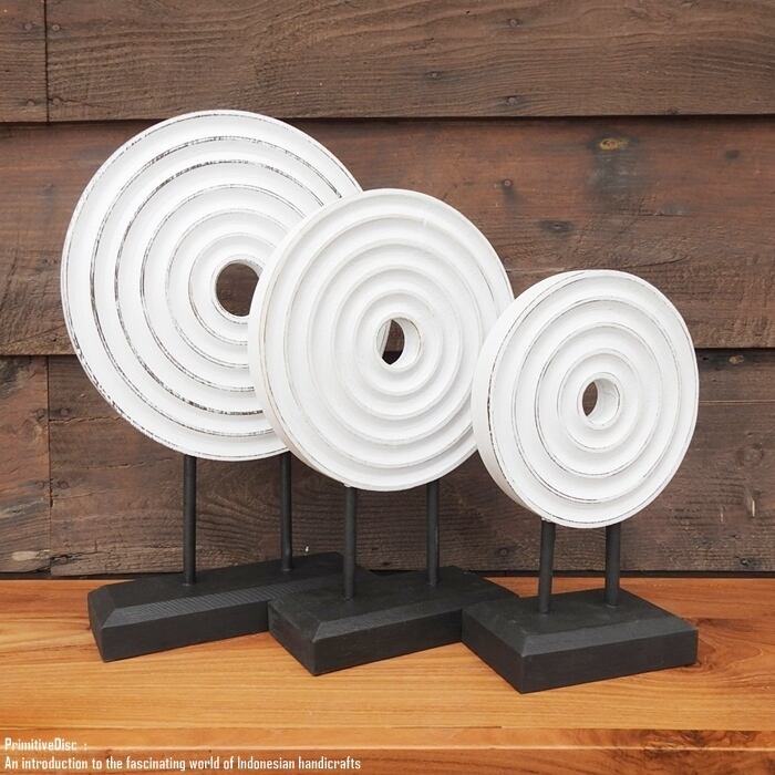 アジアンテイスト オブジェ [波] 40cm 木製装飾 ホワイトウォッシュ