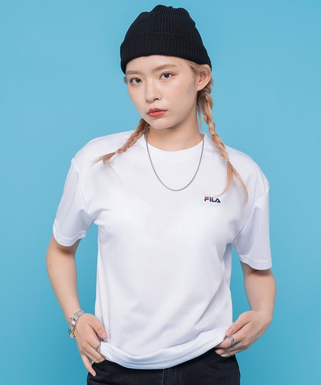 【FILA フィラ】吸汗速乾 ワンポイント ブランド ロゴ 刺繍 クルーネック 半袖 Tシャツ