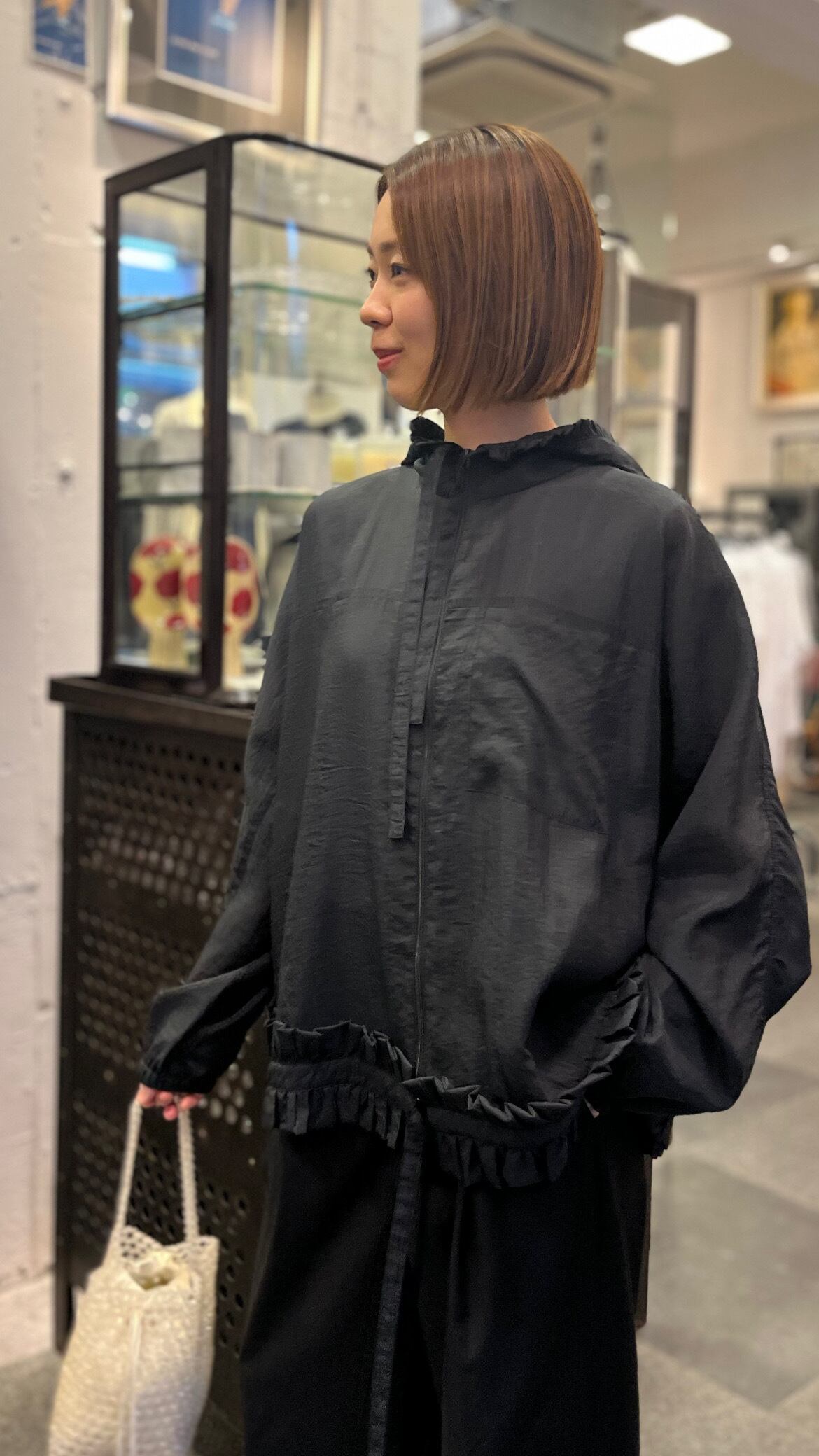 SARA LANZI -Hooded Jacket ripstop- : BLACK, | biancabrillante