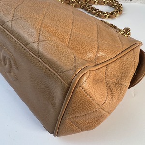 【最終処分SALE】CHANEL シャネル マトラッセ ココマーク キャビアスキン ハンドバッグ ベージュ A-8884
