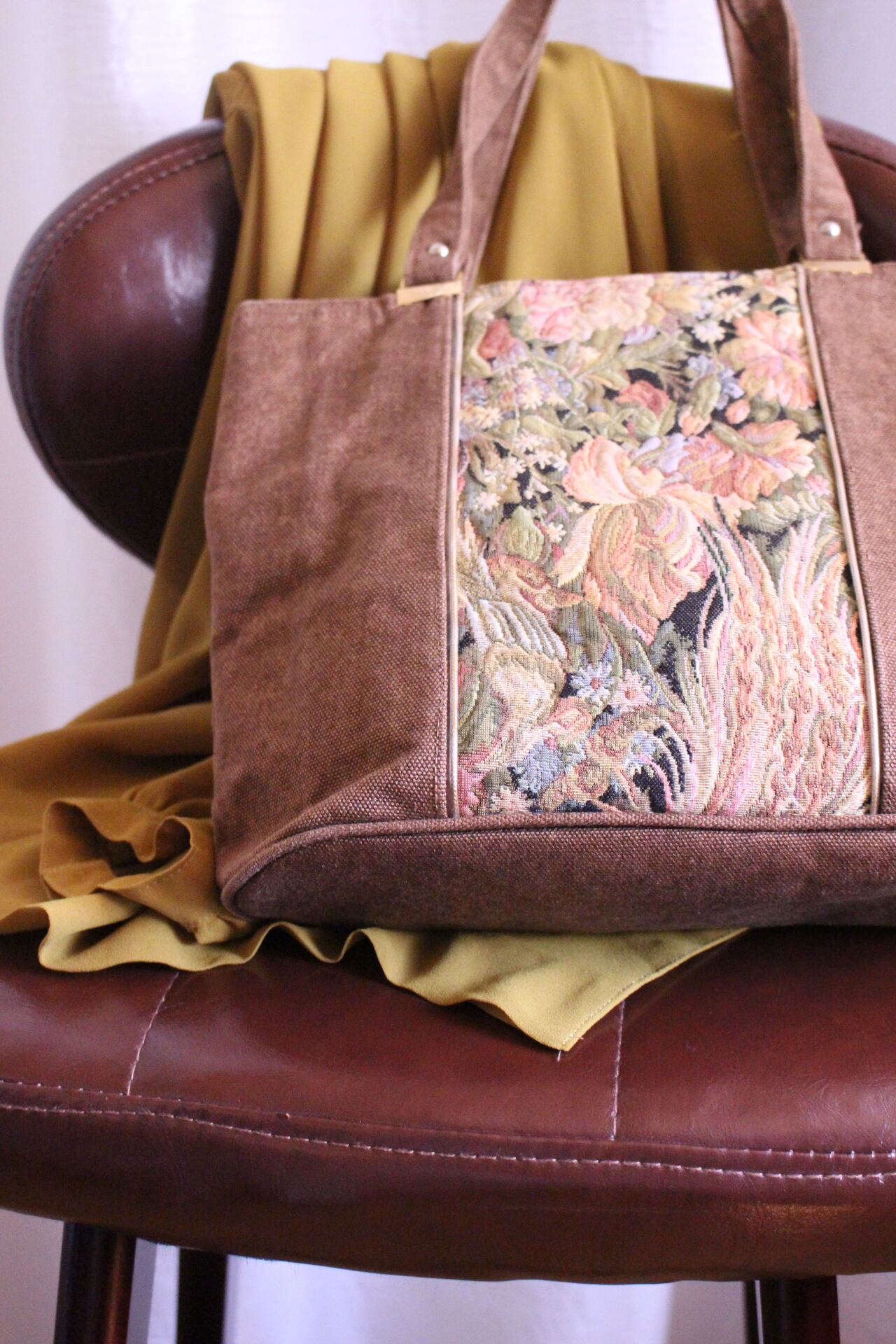 刺繍バッグ ブラウン【411】