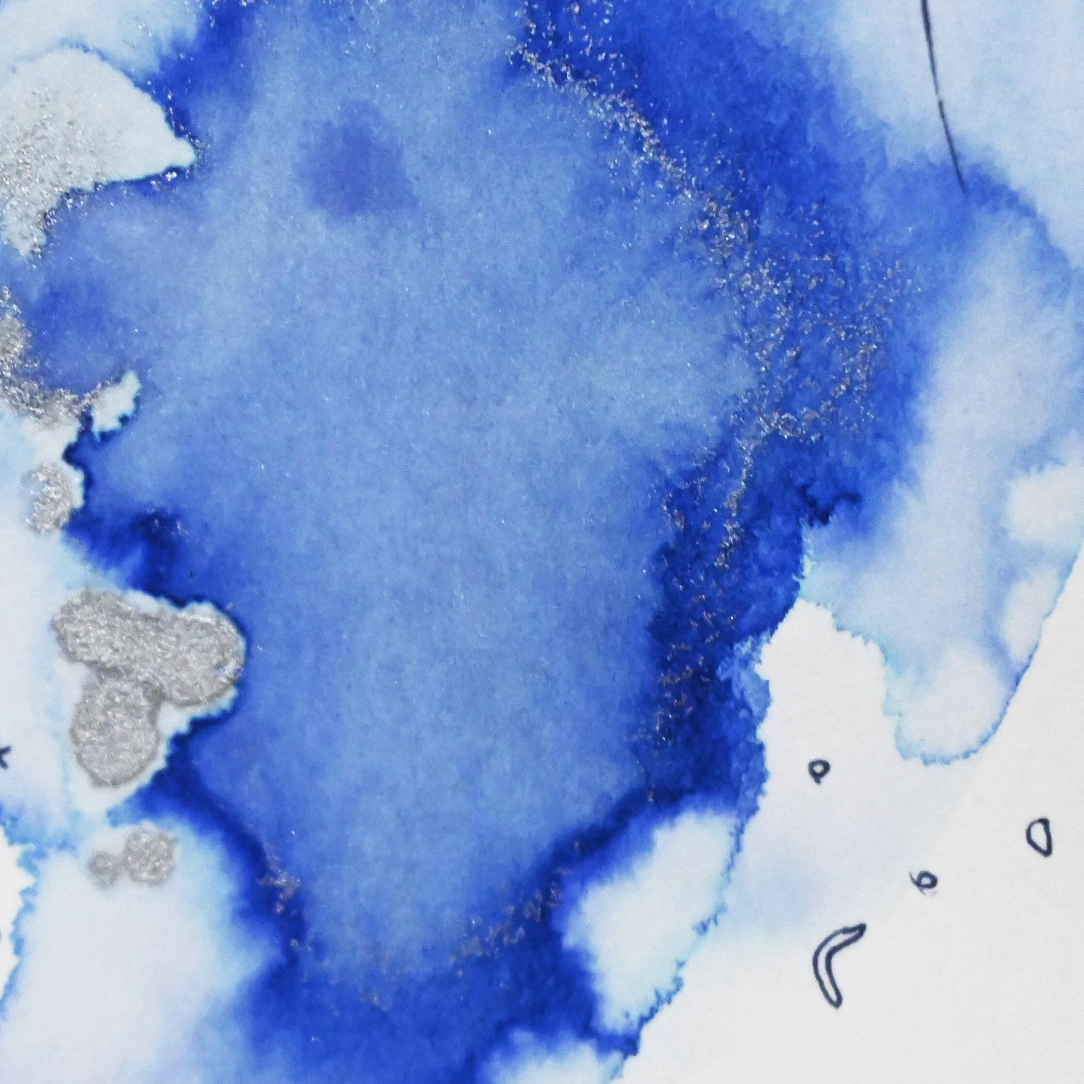 まんまるさま専用（原画）水色の空に乗って【A5サイズ／水彩画／#2240