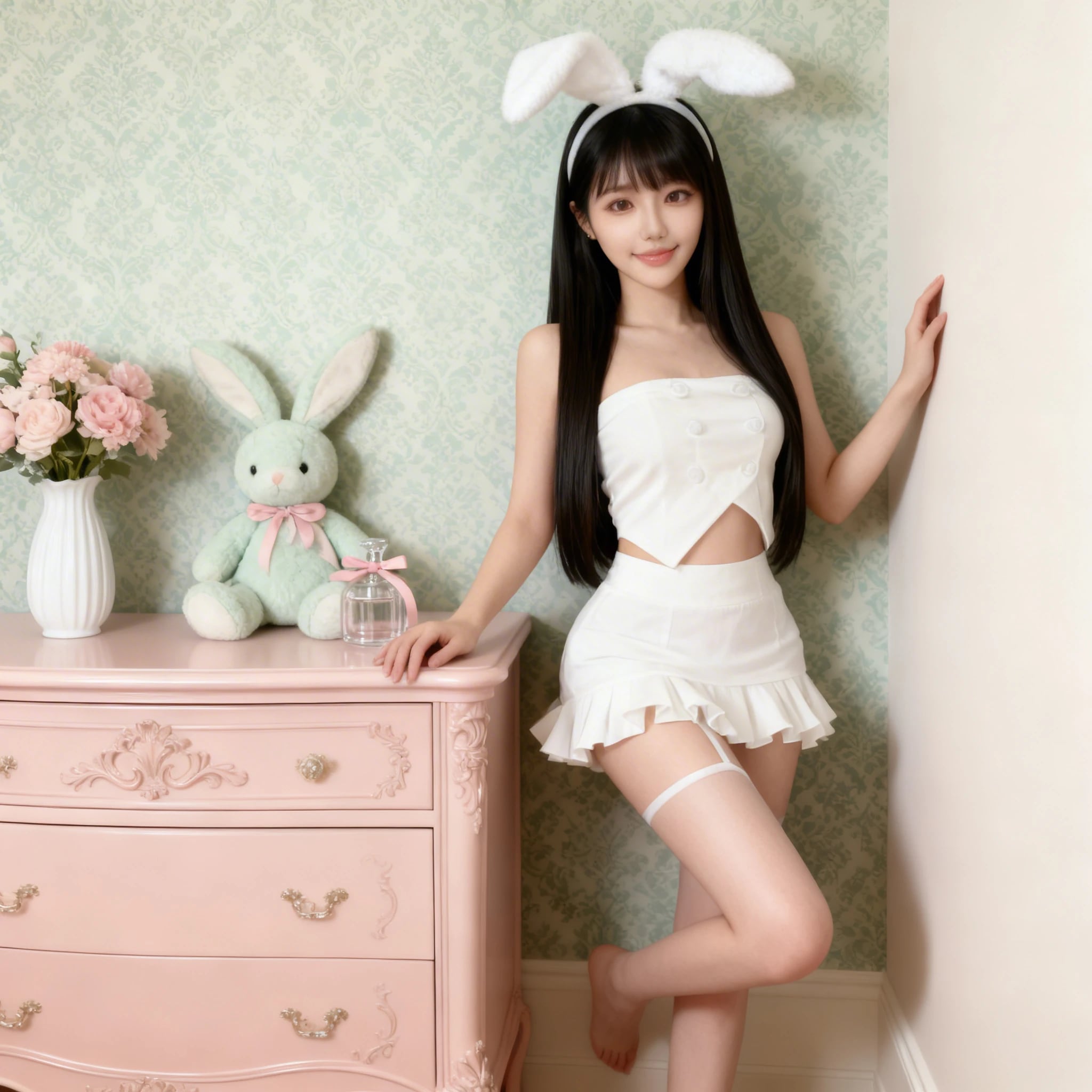 〔アニマル〕ウサ耳バニー風テーラードセットアップ(2色展開)