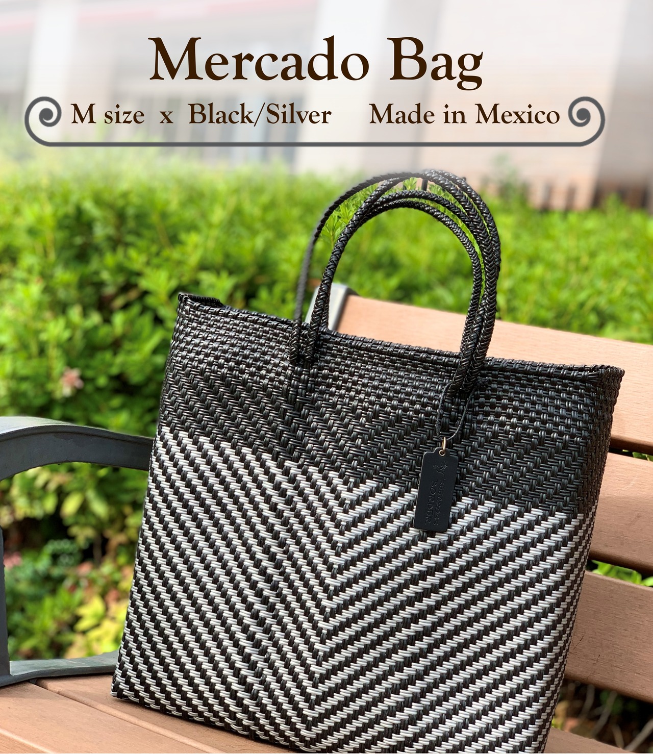 M Mercado Bag (Normal handle) Black/Silver