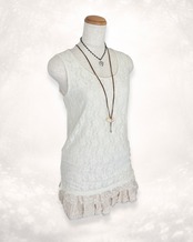 シンプル総柄レースタンク