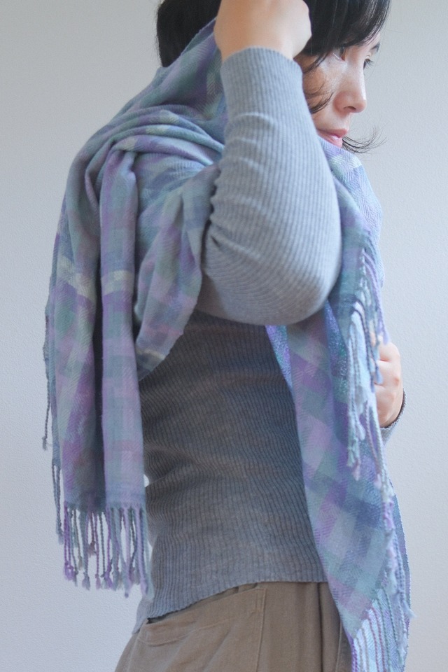 Hand-woven silk scarf / 揺蕩う水の景色  A