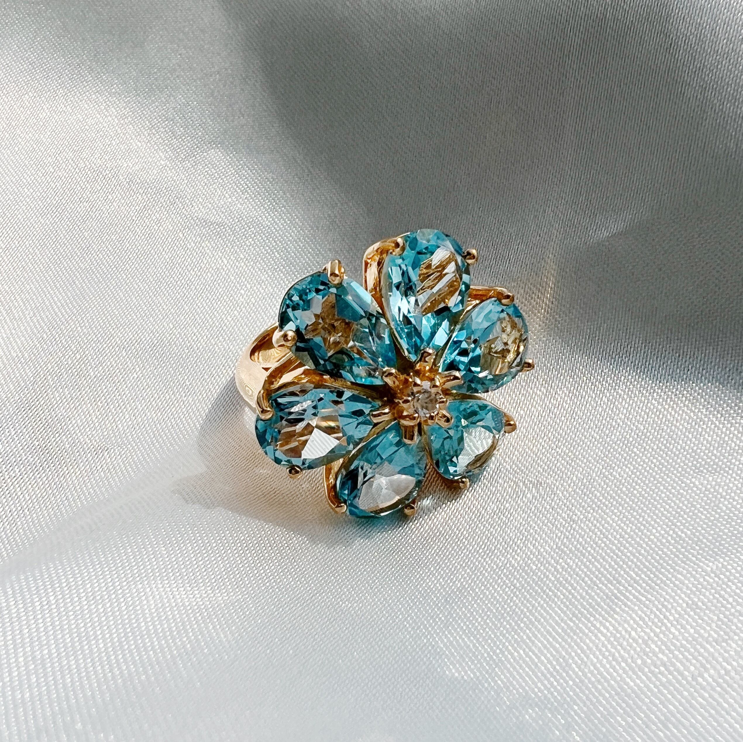 ブルートパーズ Flower Ring | Sally
