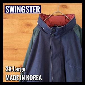 【SWINGSTER】韓国製 USA TODAY 刺繍ロゴ アウター ブルゾン ジャケット XXL オーバーサイズ us古着