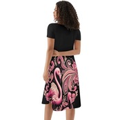 Women's Black Top Ruffle Summer Dress Paisley 4707