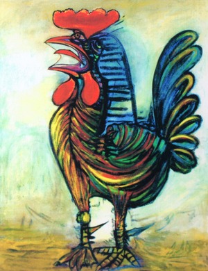 パブロ・ピカソ「雄鶏」作品証明書・展示用フック・限定500部エディション付複製画ジークレ