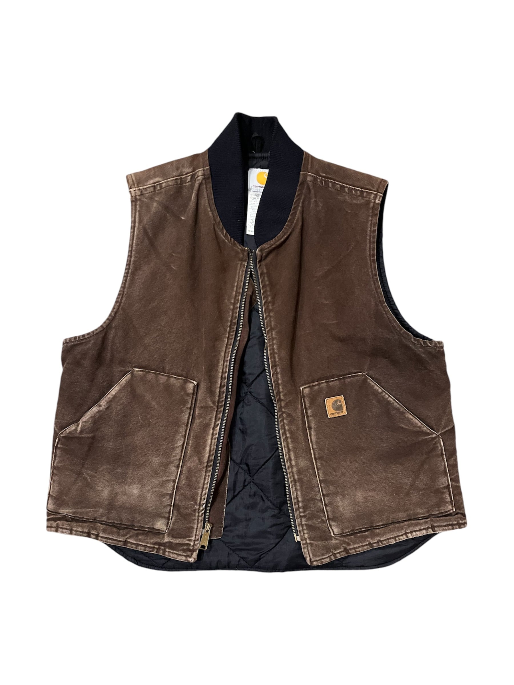 00s Carhartt V02 DKB Duck Vest Dark Brown Fade カーハート ダック  