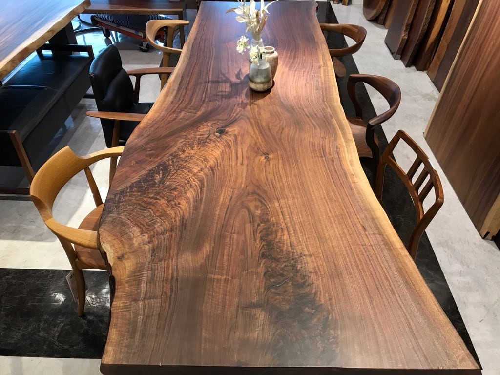 ウォールナットの一枚板テーブル ウォールナット_2900×1000-900×55_横浜元町店_テーブル天板/一枚