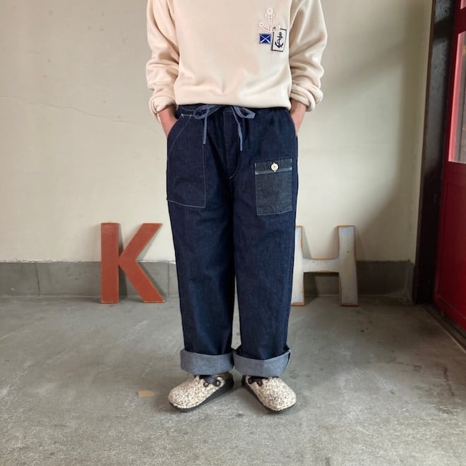 快晴堂 レディース メンズ パンツ ステッチ沢山パンツ HAYATE デュアル