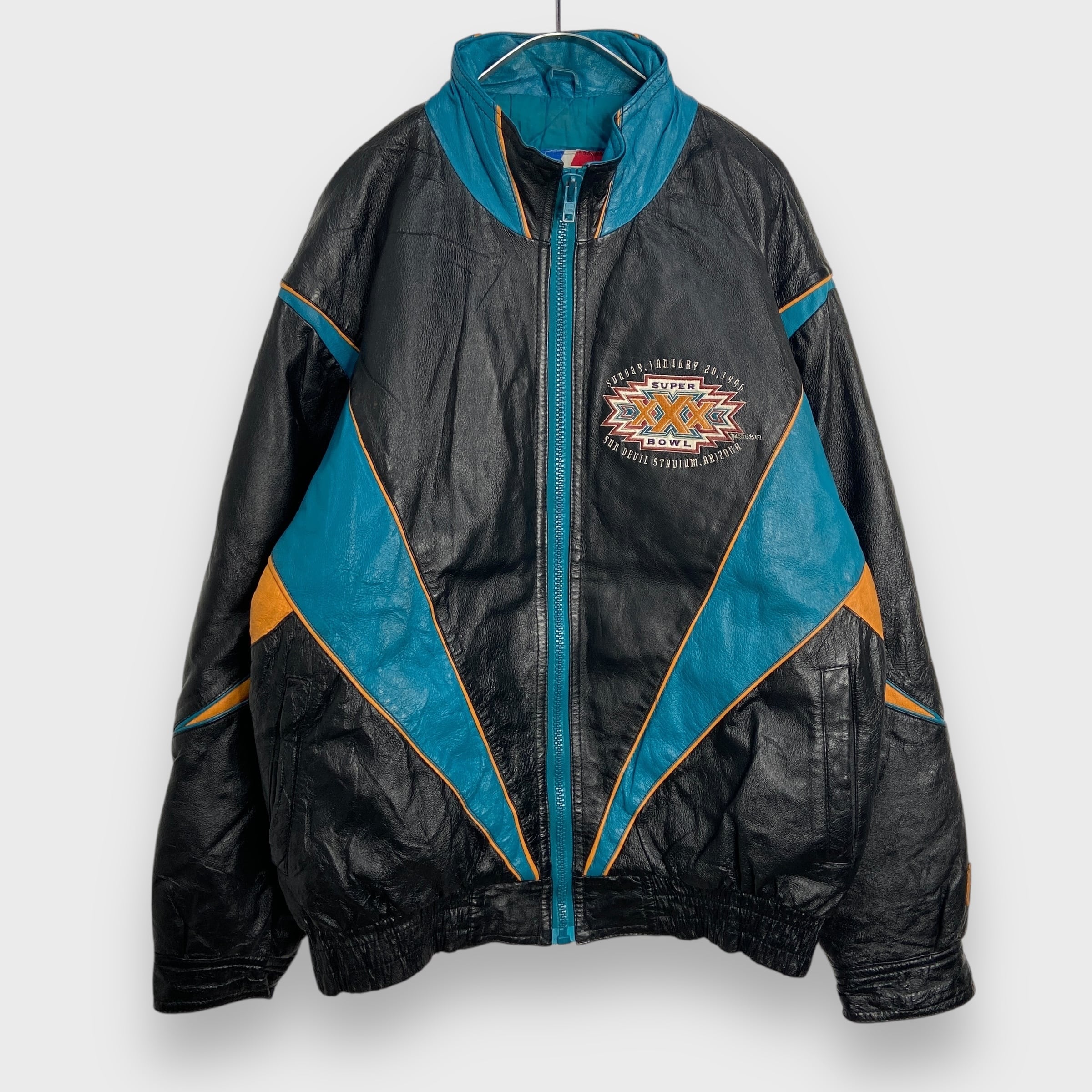 90s PROPLAYER NFL スーパーボウル レザースタジャン 黒 M | 古着屋 Uan
