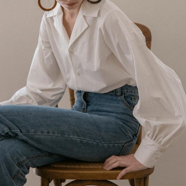 French Chic Lantern-Sleeve shirt*S-988