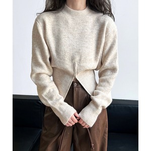 center slit zip knit　j-0070
