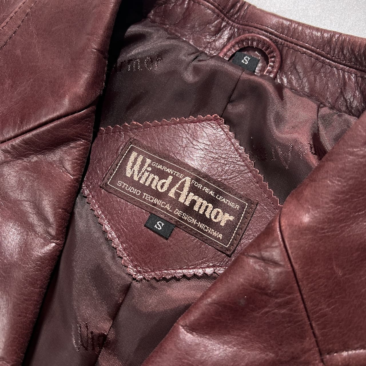 Wind Armor ウィンドアーマー イタリア製 レザー 3B テーラード ジャケット サイズ S /ボルドー系 ニチワ 牛革 本革 紳士