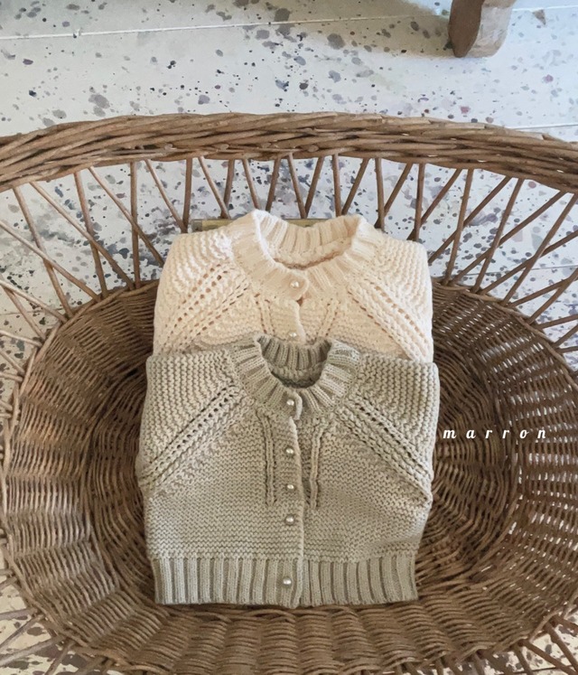 《即納》《marron》Pearl knit cardigan