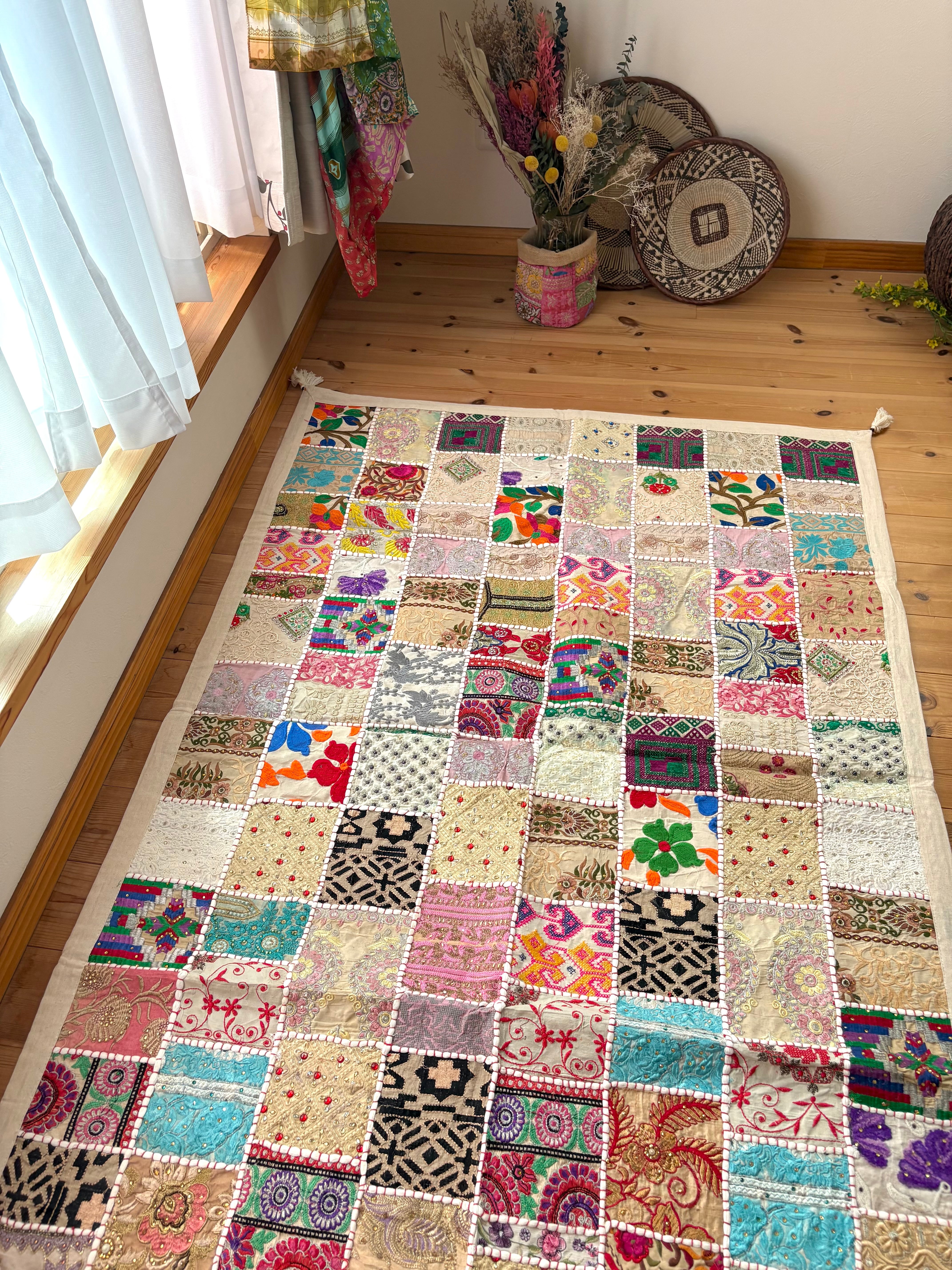 ヴィンテージサリーパッチワークカーテン/CAAPA