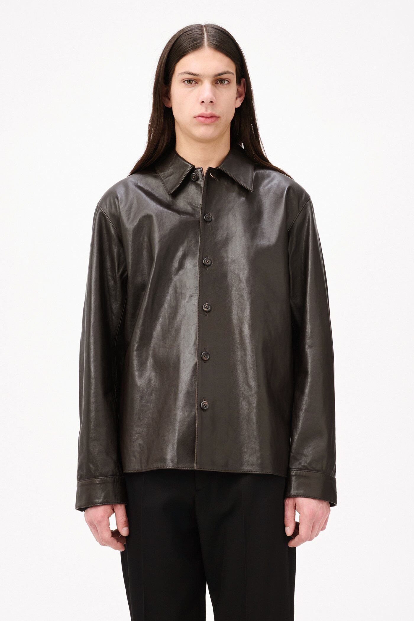 OUR LEGACY WELDING SHIRT Umber Brown Fluid Calfskin M4259WU | BEST