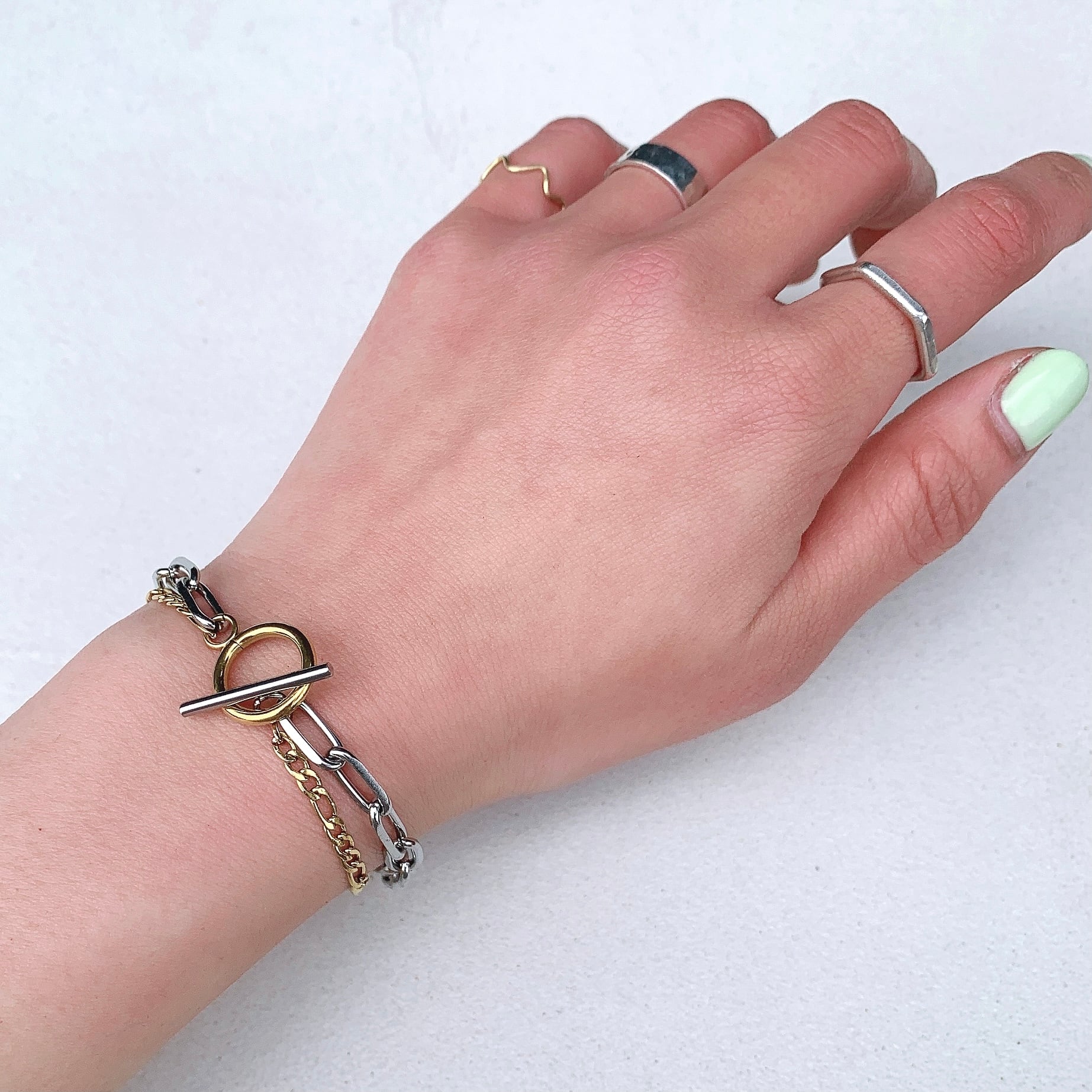 stainless＞ double bracelet / Cut chain | glanta