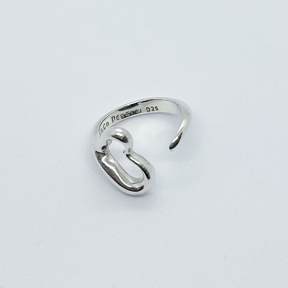 TR5655】Tiffany&Co. open heart ring(large)/silver925/ティファニー
