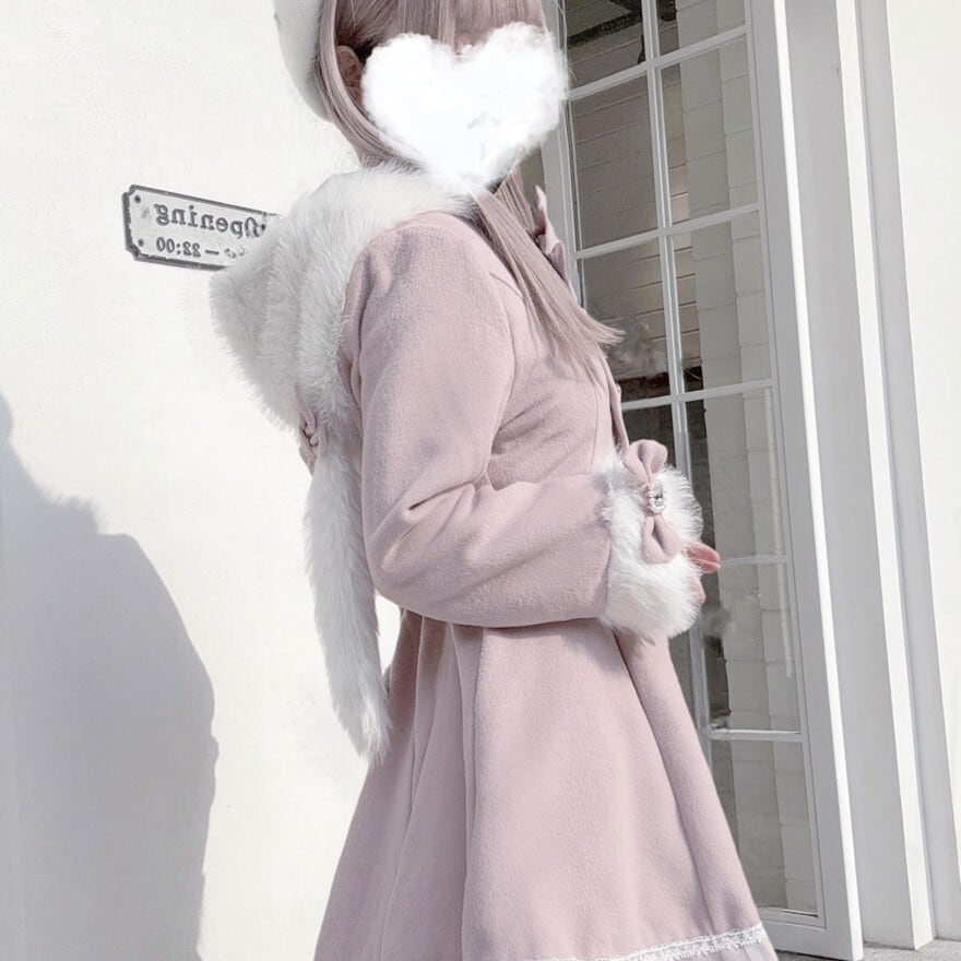 量産型 ゆめかわいい うさぎ耳コート ふんわり フェイクファー