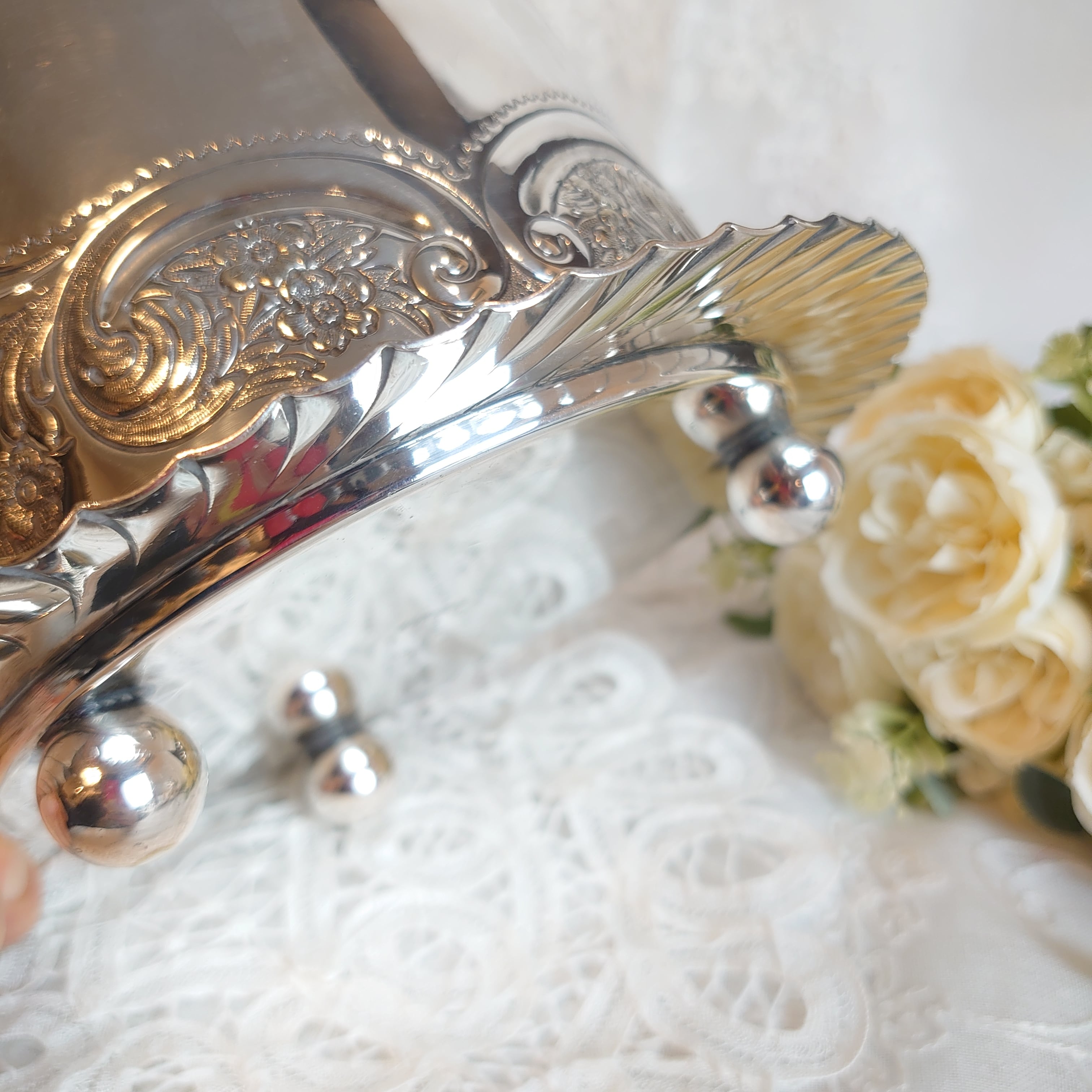 ビスケットボックス イギリス アンティーク シルバープレート製