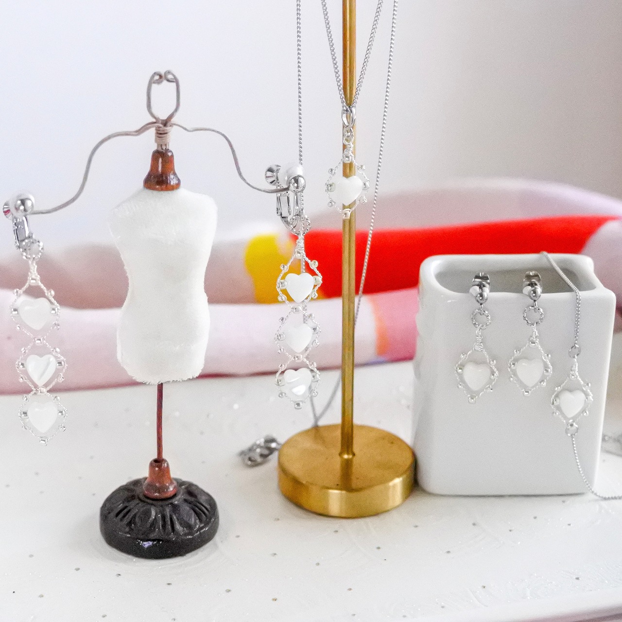 《4点set》初心（うぶ）3つぶ耳飾り+ひとつぶ耳飾り+ブレスレット+ネックレス　kazuki edo Summer Collection 2026