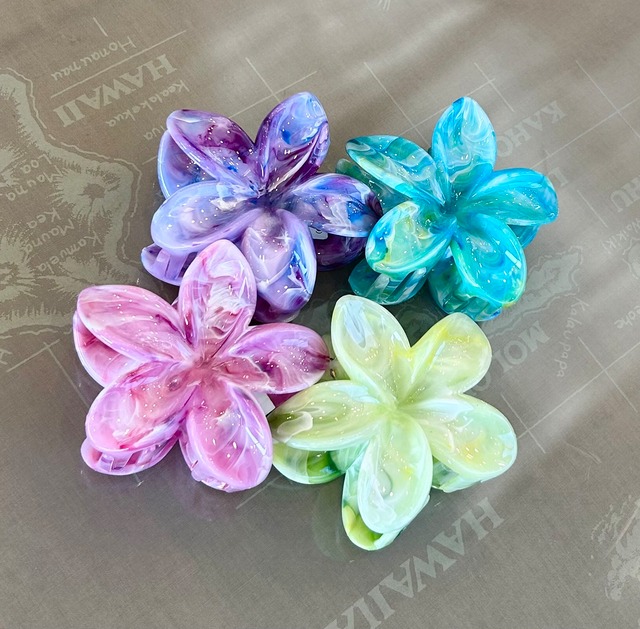 マーブルプルメリアヘアクリップ