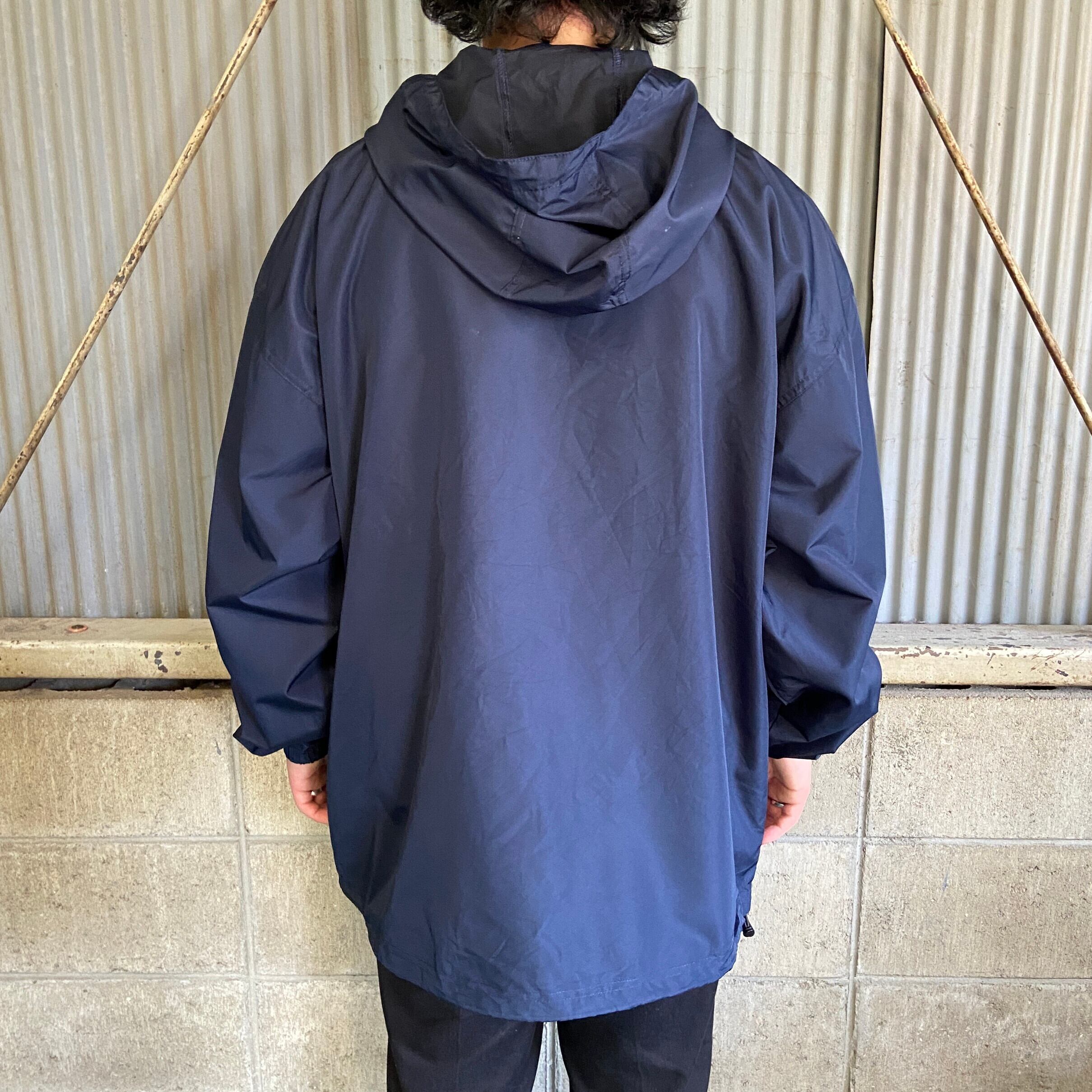 アノラックパーカー 超ビッグサイズ 3XL ハーフジップ パッカブル ネイビー