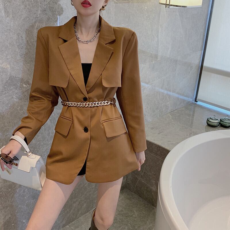 メタルチェーン ウェストジャケット オータムスタイル 秋物 ガールズファッション66195929234